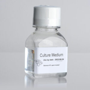 Bottle of culture medium to maintain ex vivo human skin models in culture for 7 days